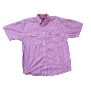 Panhandle Select Red White Dot Snap Front Western Shirt Short Sleeve Sz L